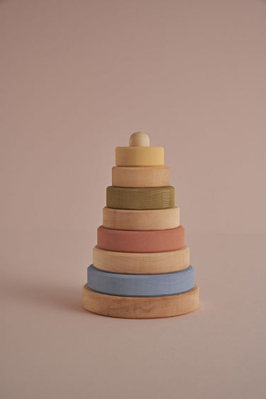 Raduga Grez Wooden Stacking Tower, Pastel + Natural